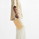 Handwoven Lambskin Pouch - Beige