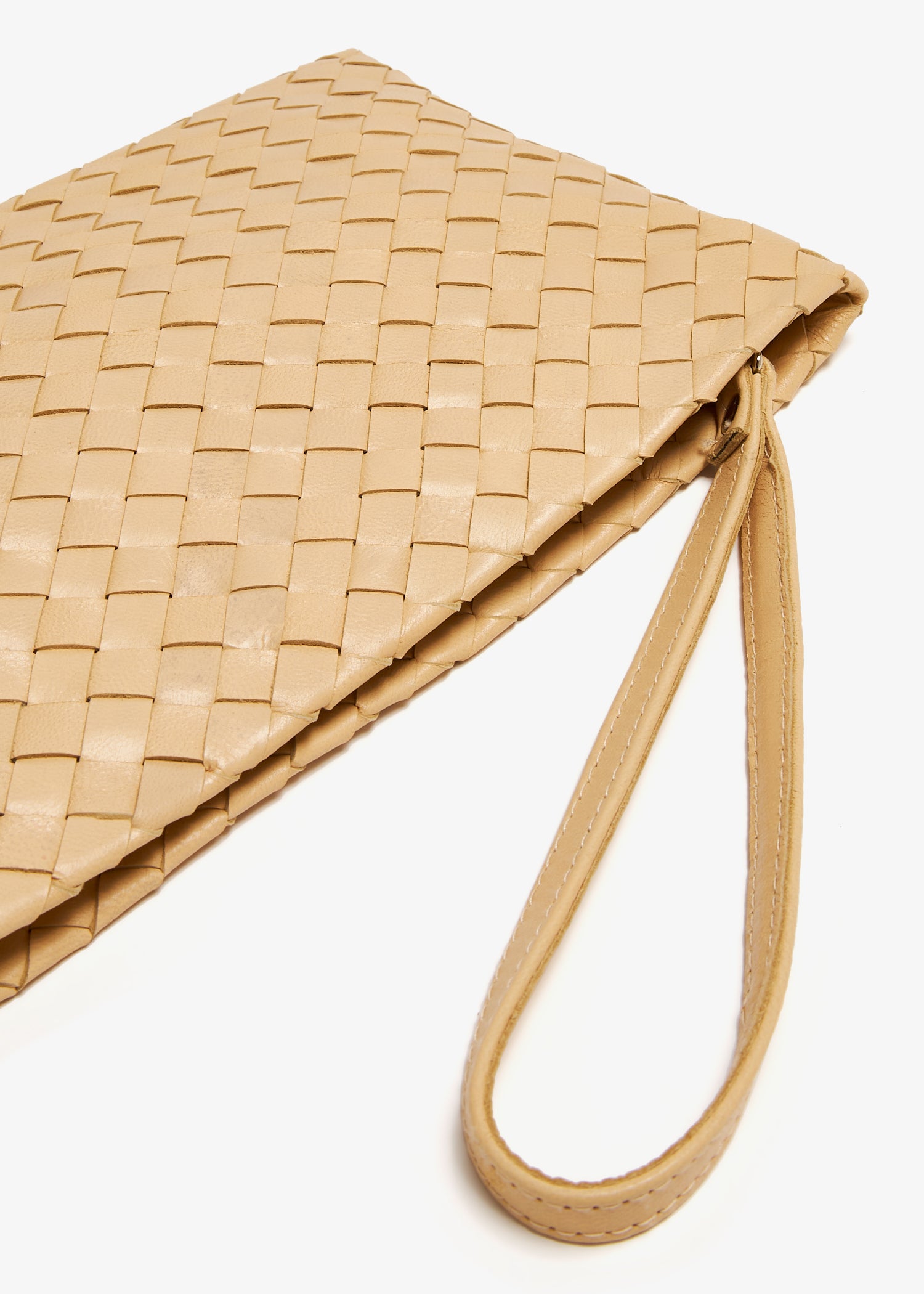 Handwoven Beige lambskin Pouch