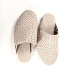 Off White Handwoven Lambskin Slippers