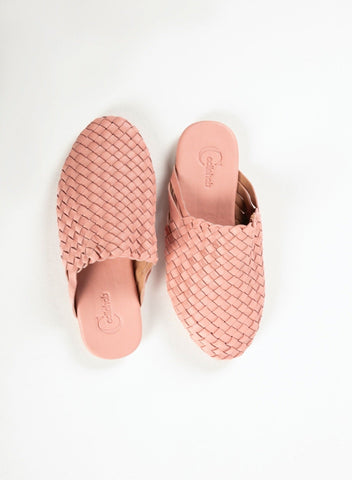 Pink Handwoven Lambskin Slippers
