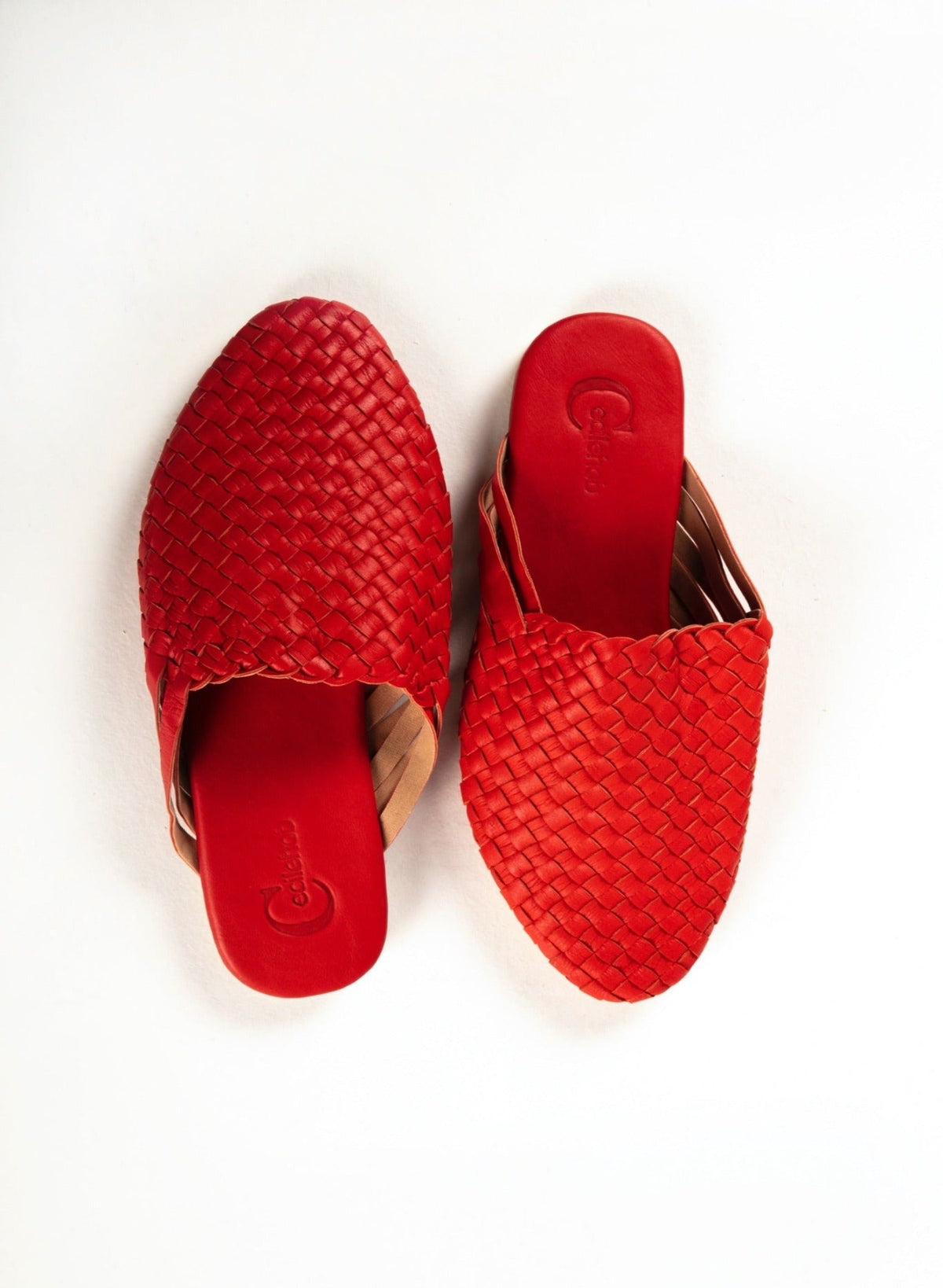 Red Handwoven Lambskin Slippers