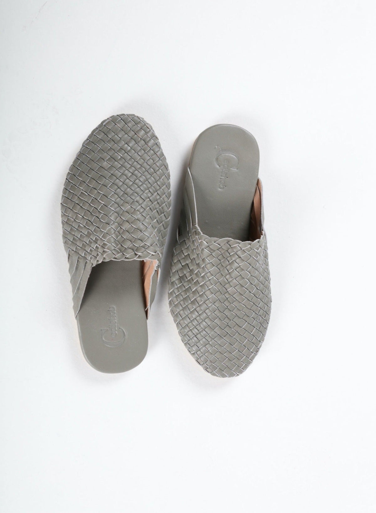 Grey Handwoven Lambskin Slippers