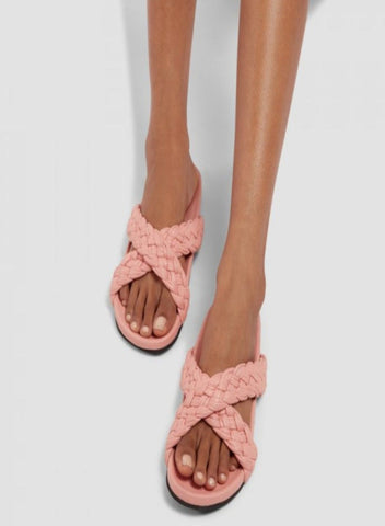 Cravil New Pink Handwoven Lambskin Slippers